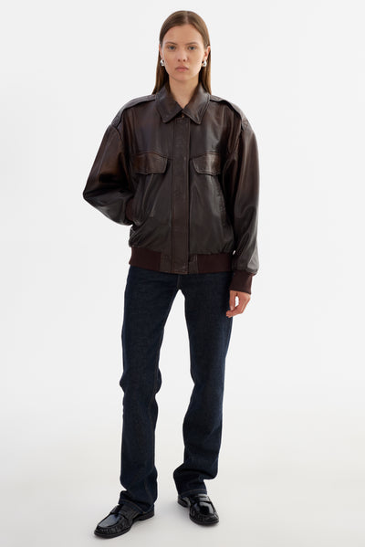 TREVANNA | Leather Bomber Jacket