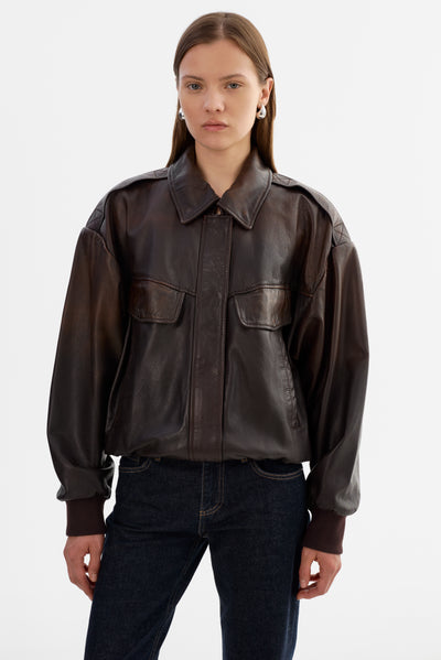 TREVANNA | Leather Bomber Jacket