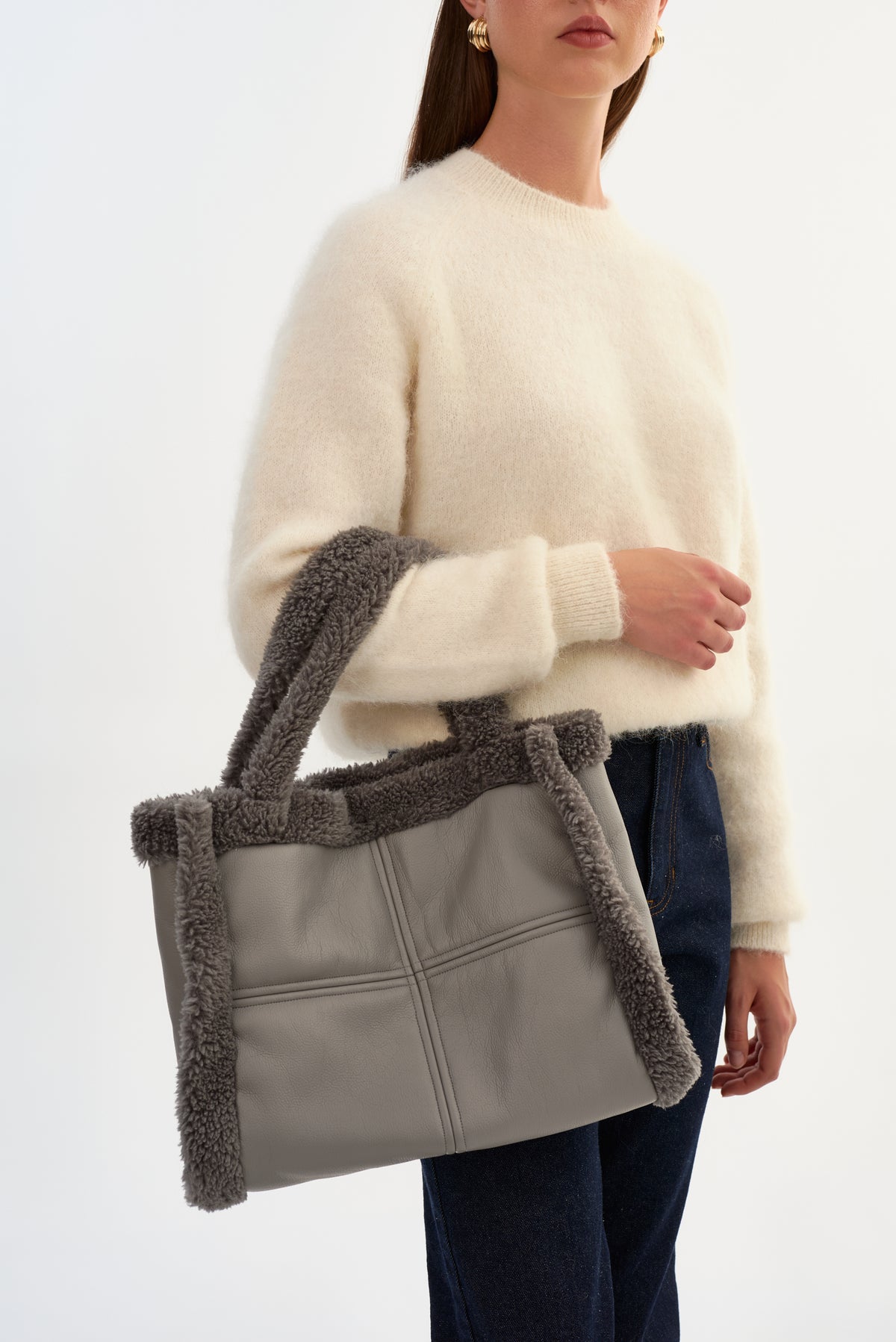 ZOEY | Sherpa Faux Leather Tote