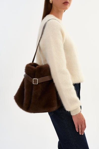 SPARA | Belted Faux Fur Bucket Bag