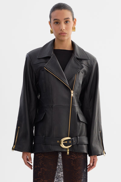 VENETIA | Belted Leather Jacket