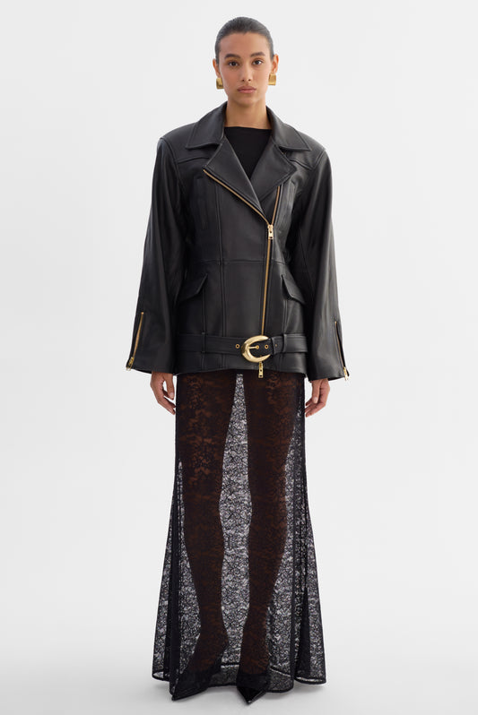 VENETIA | Leather Hourglass Biker Jacket