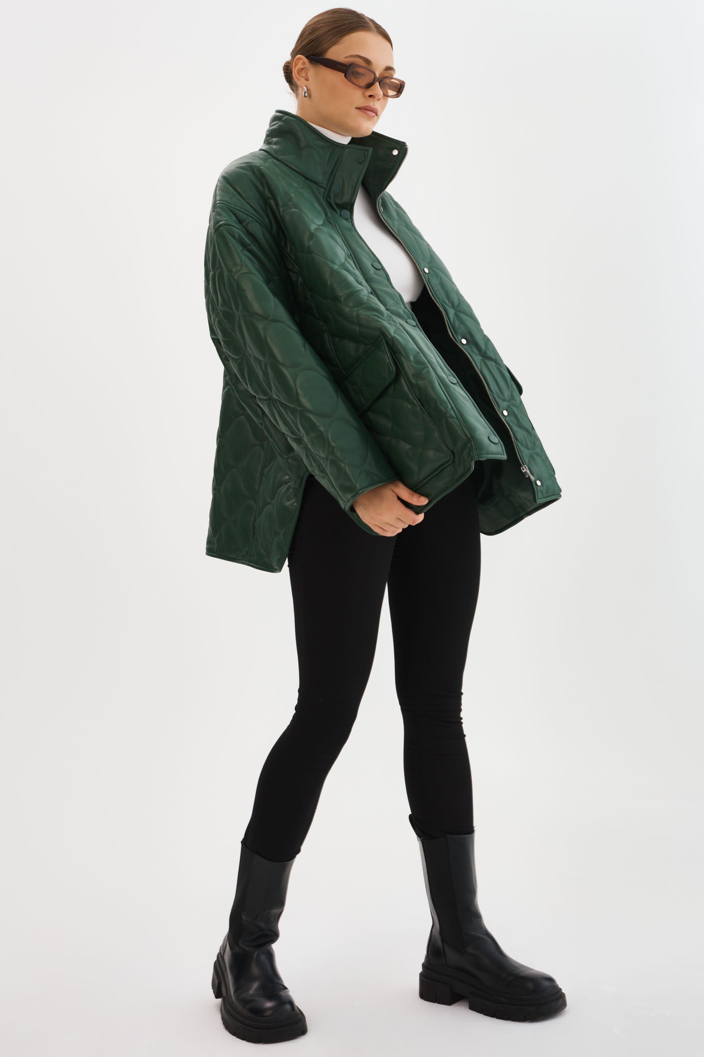 VERINA  | Faux Leather Quilted Coat