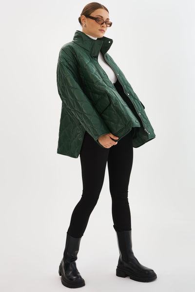 VERINA  | Faux Leather Quilted Coat