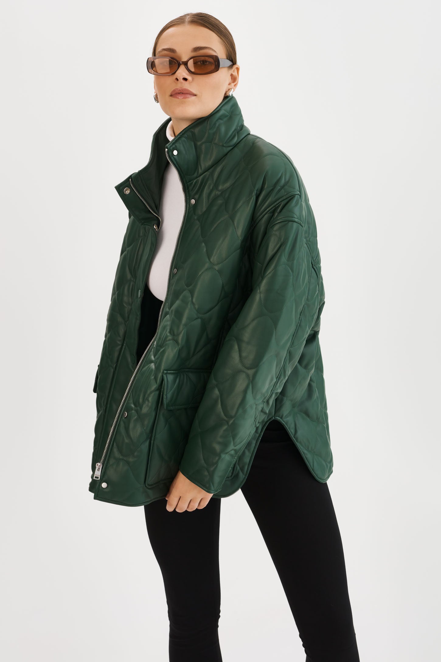 VERINA  | Faux Leather Quilted Coat