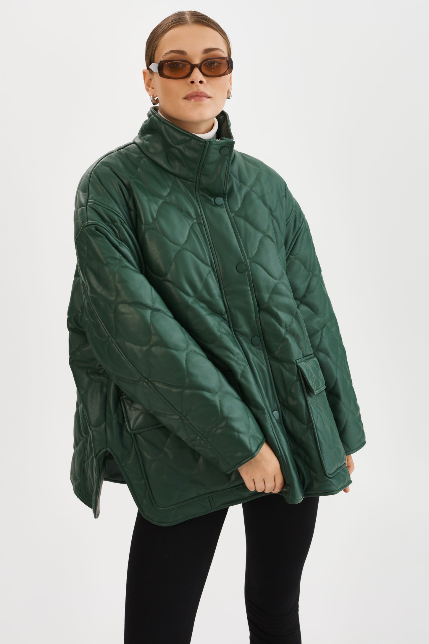VERINA  | Faux Leather Quilted Coat
