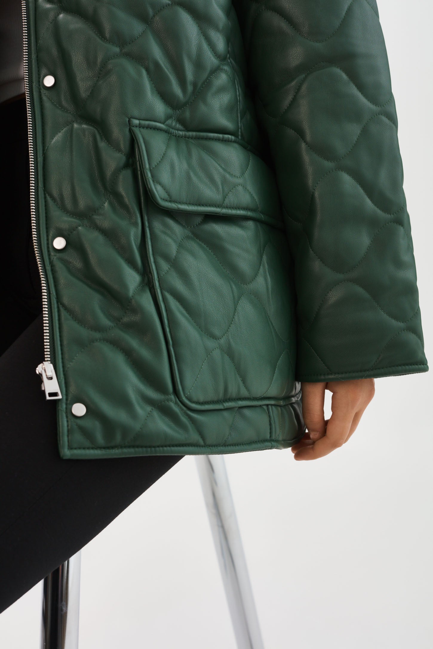 VERINA  | Faux Leather Quilted Coat