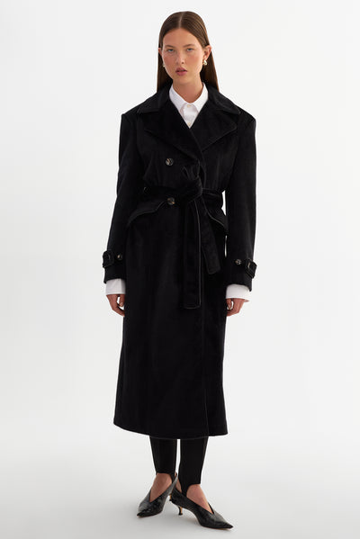 WILDA | Faux Hair On Trench Coat