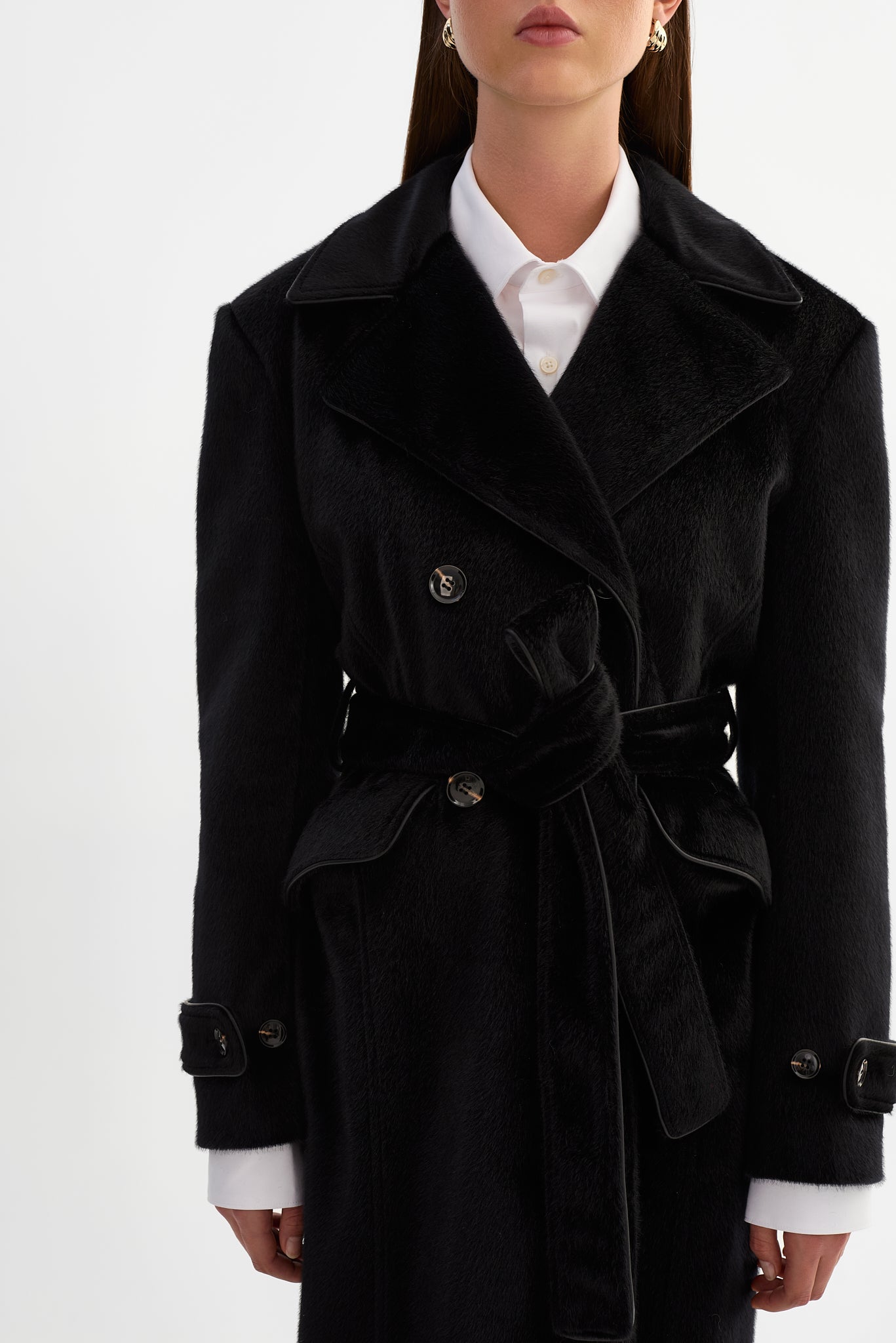 WILDA | Faux Hair On Trench Coat