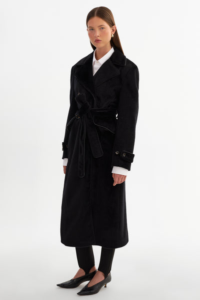 WILDA | Faux Hair On Trench Coat