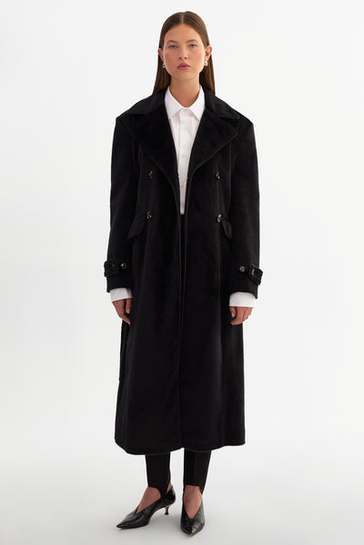 WILDA | Faux Hair On Trench Coat