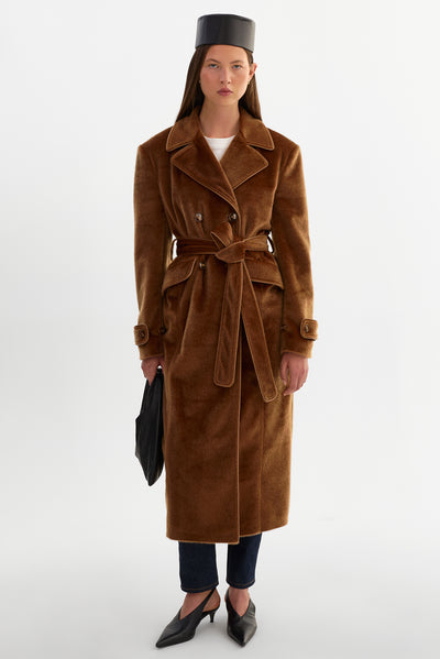 WILDA | Faux Hair On Trench Coat