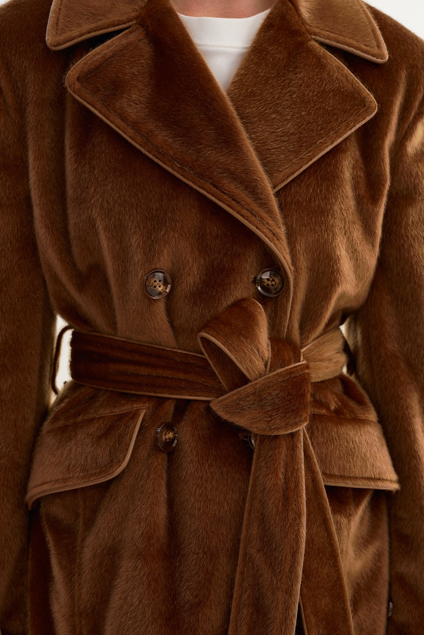 WILDA | Faux Hair On Trench Coat