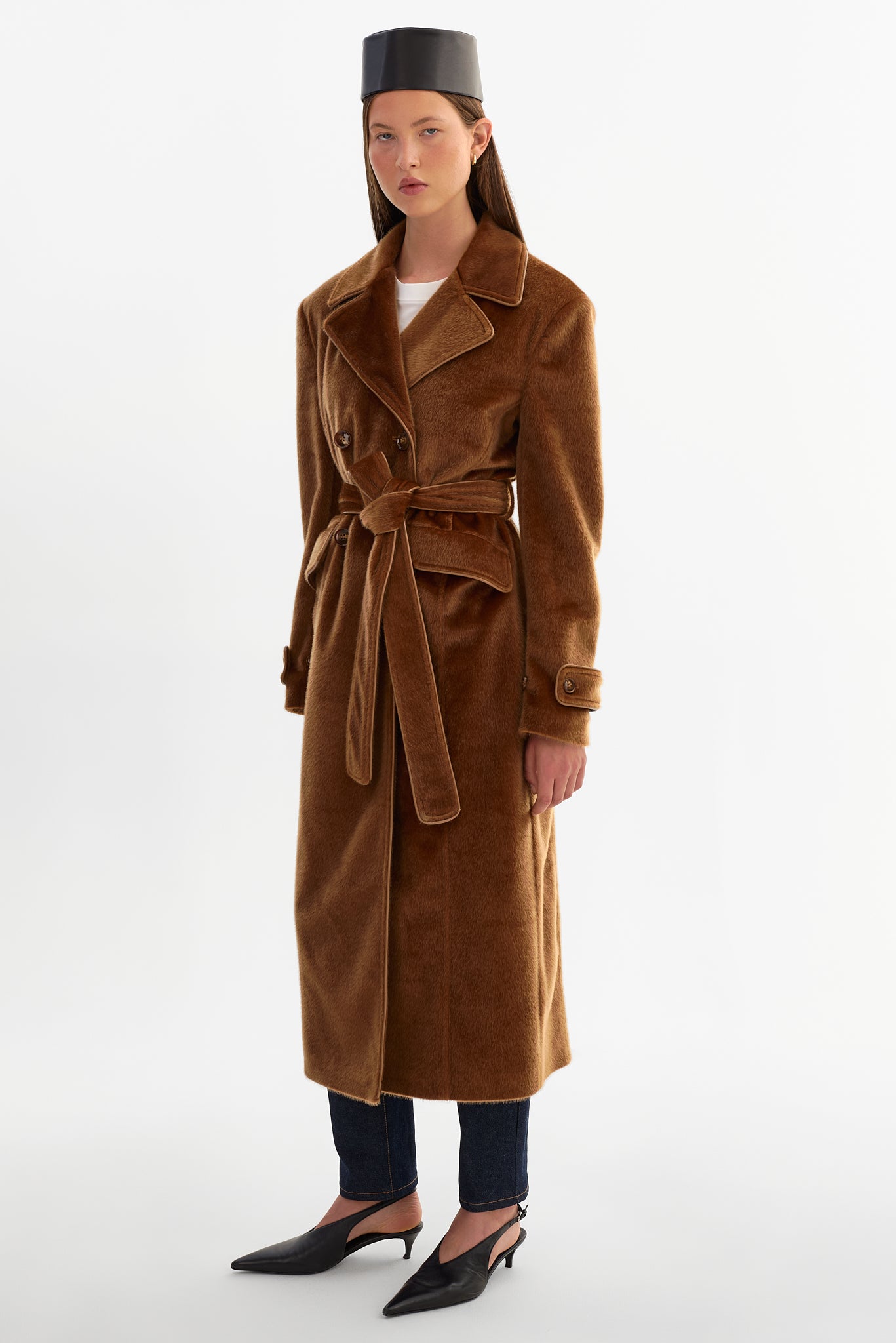 WILDA | Faux Hair On Trench Coat