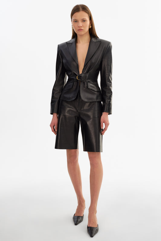 WILEY | Leather Belted Blazer