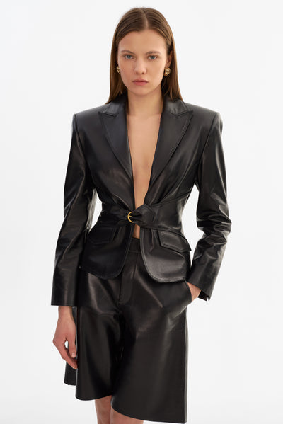 WILEY | Belted Leather Blazer
