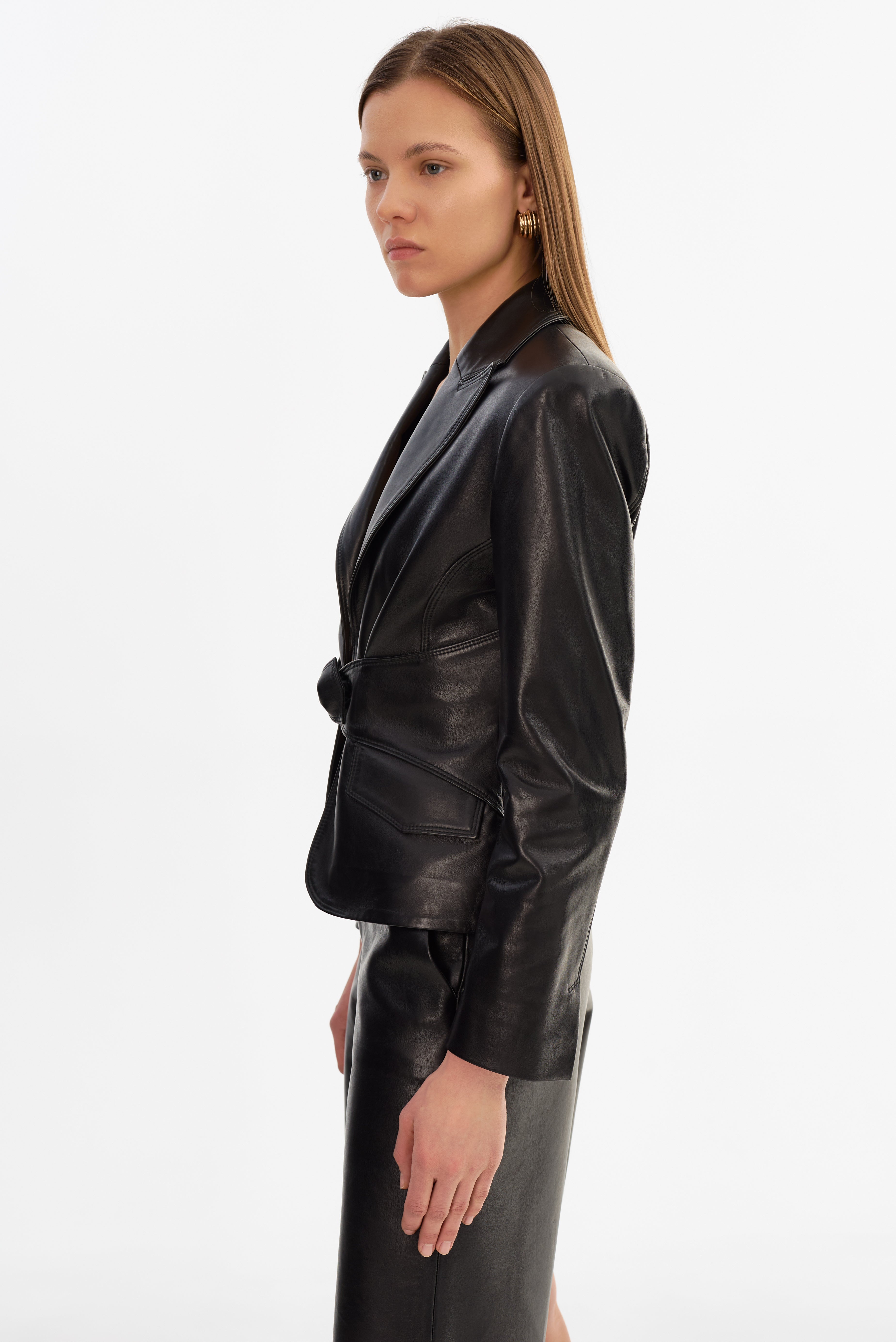 WILEY | Belted Leather Blazer