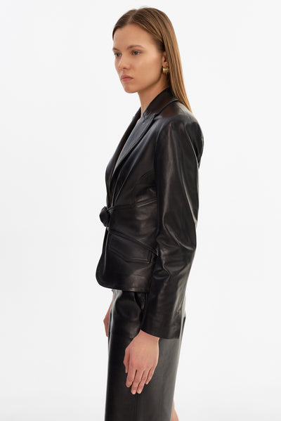 WILEY | Belted Leather Blazer
