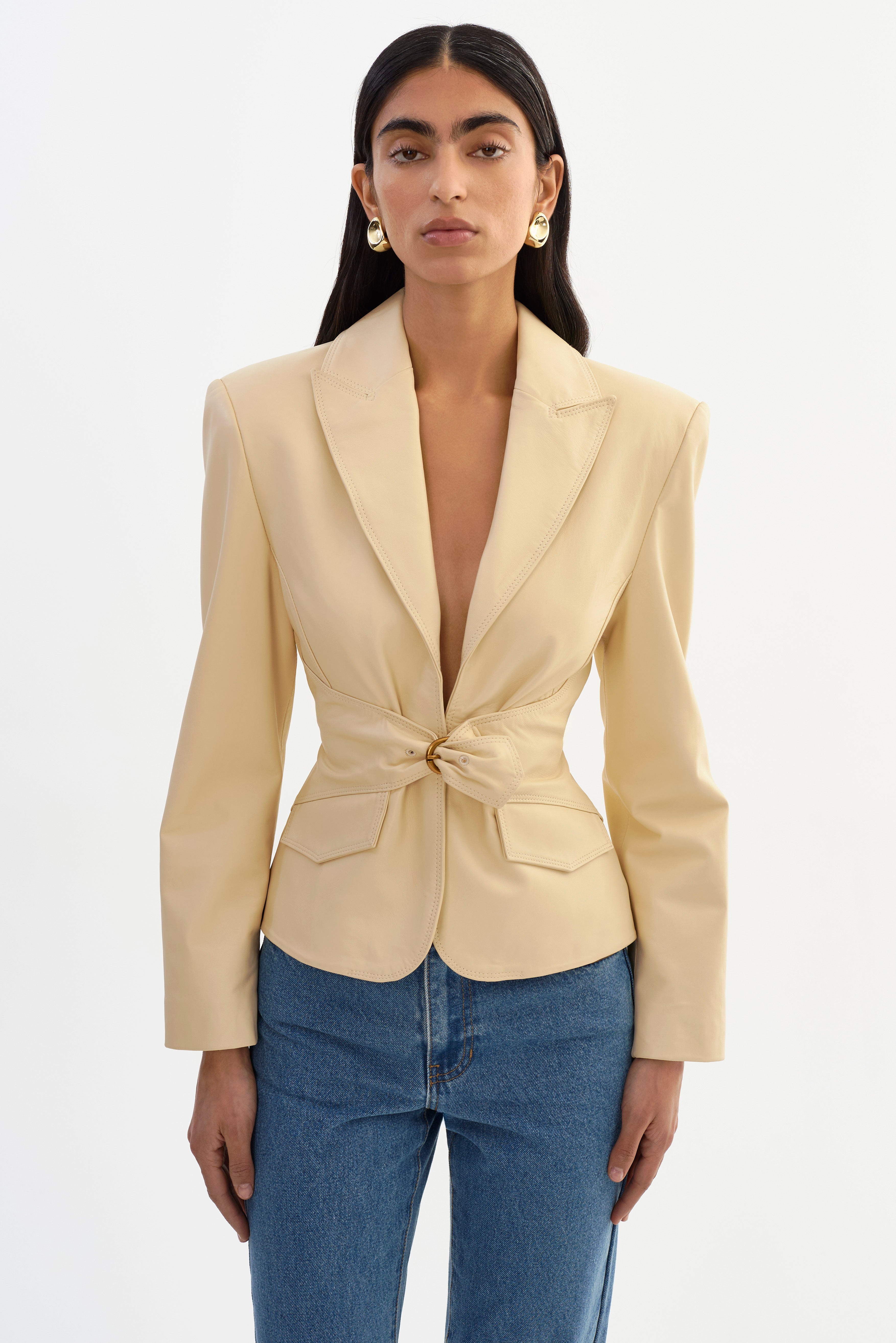 WILEY | Belted Leather Blazer