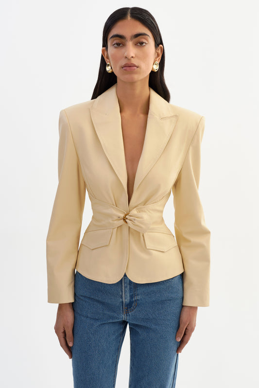 WILEY | Leather Belted Blazer