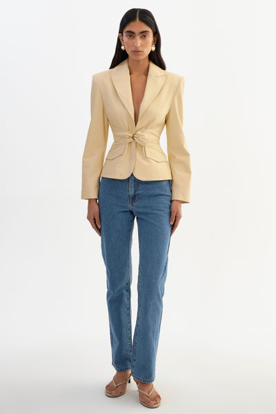 WILEY | Belted Leather Blazer