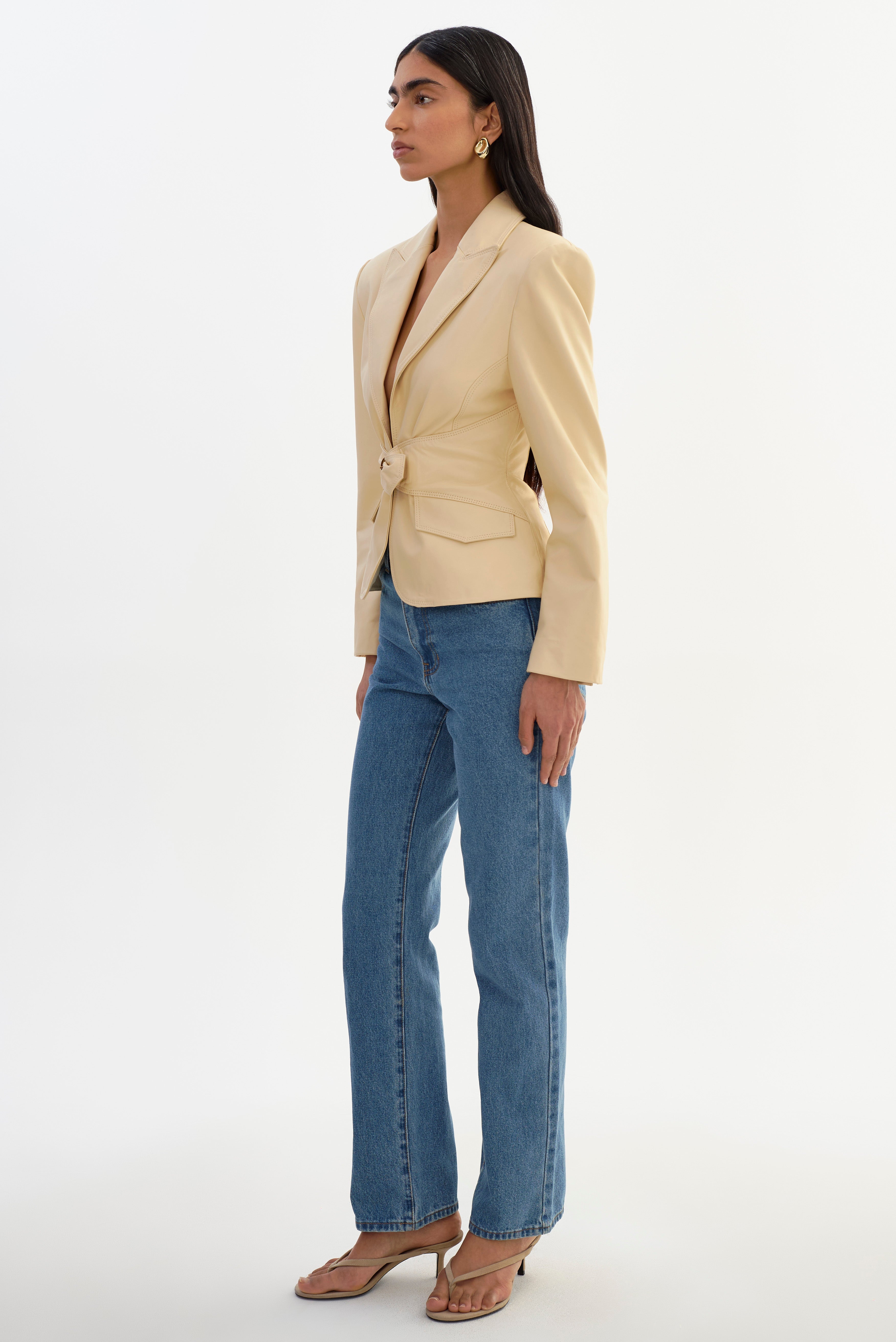 WILEY | Belted Leather Blazer