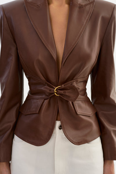WILEY | Belted Leather Blazer