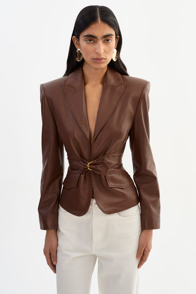 WILEY | Belted Leather Blazer