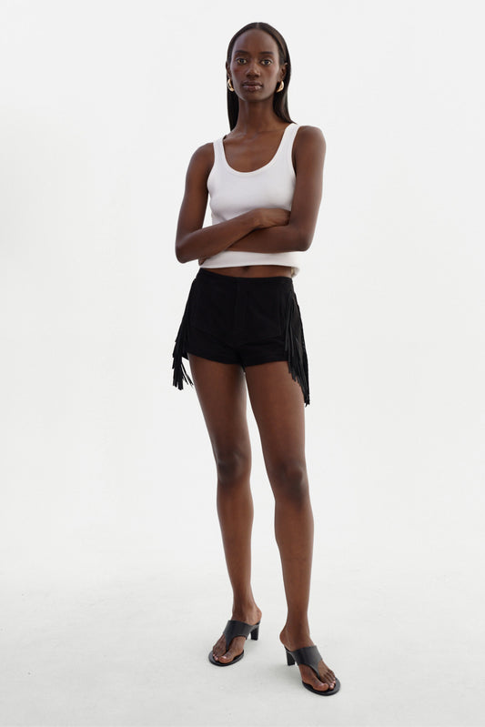 WILLA | Suede Fringe Shorts