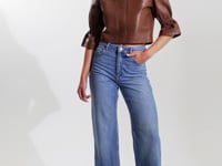 CAROLINA | Veste en cuir à manches à volants