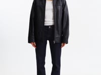 THEIA | Leather Bomber Jacket
