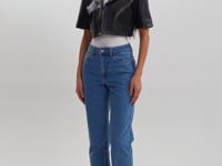 AVIANA | Collarless Leather Jacket