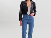 DENALDA | Leather Cropped Biker Jacket