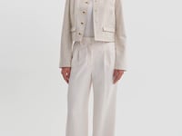 FRANCINA | Collarless Linen Blend Twill Jacket