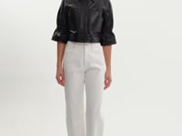 CAROLINA | Veste en cuir à manches à volants