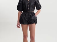 FRANKA | Balloon Sleeve Leather Blouse