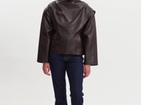 Faux Leather Scarf Jacket