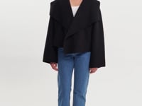 Cropped Cascade Collar Jacket