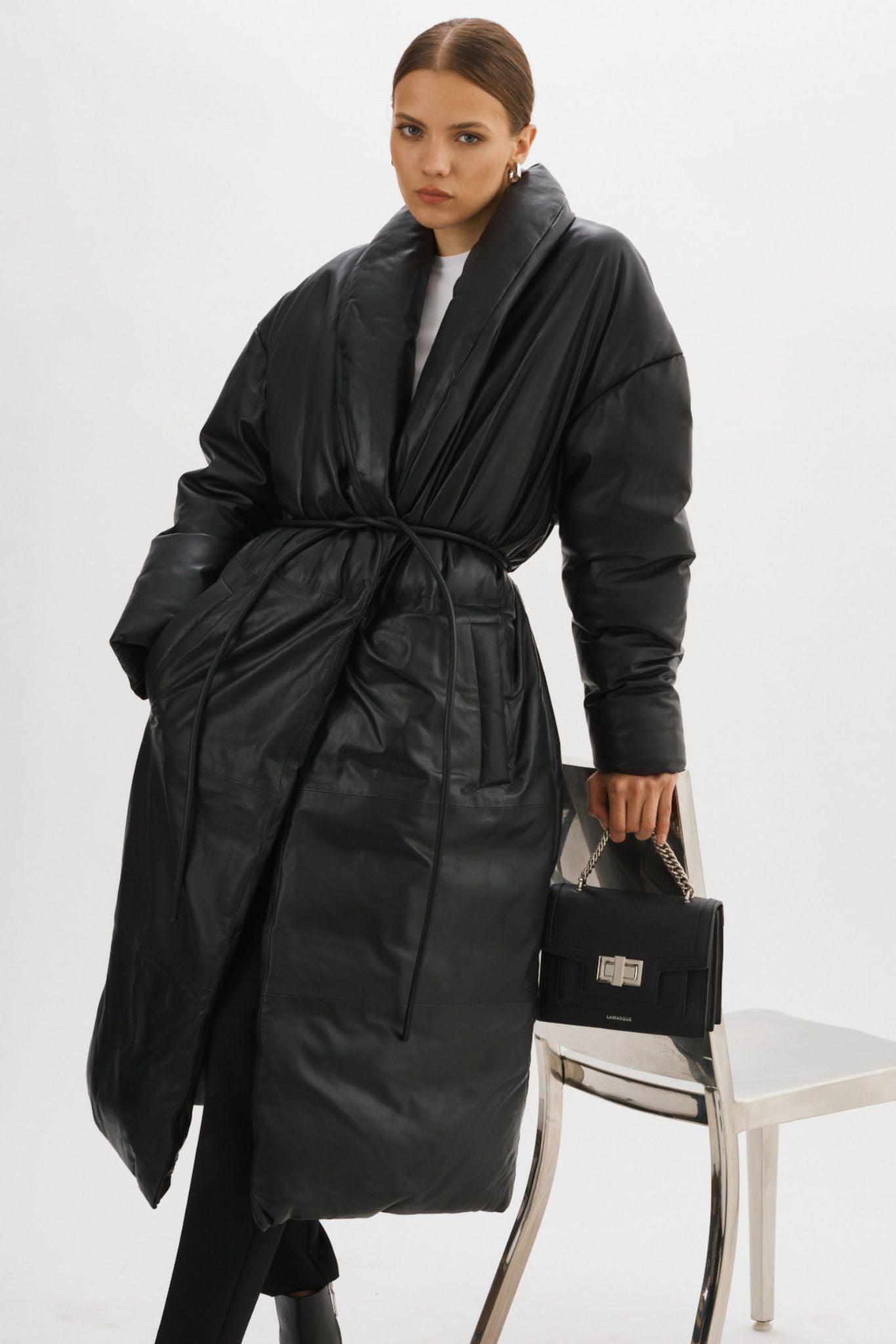 CATALINA Oversized Leather Blanket Coat