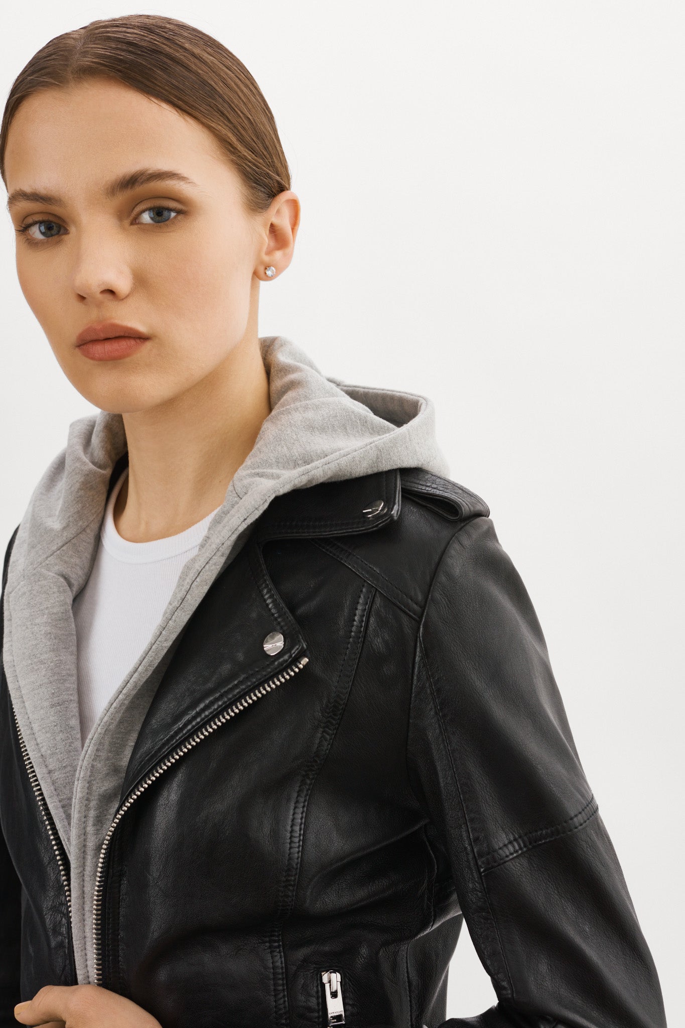 ANNA | Veste moto en cuir convertible noir