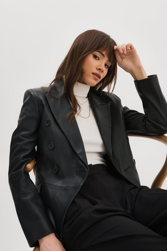 CATHERINE | Double-Breasted Leather Blazer