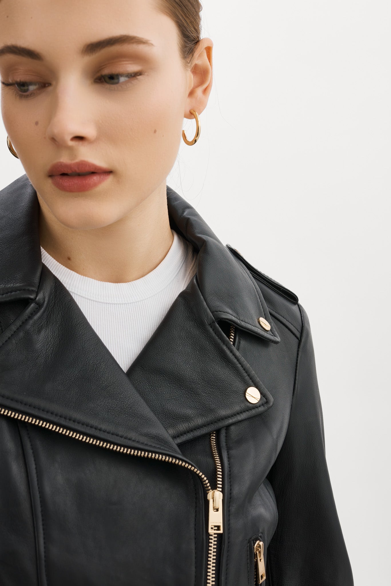 DONNA GOLD | Iconic Leather Biker Jacket – LAMARQUE