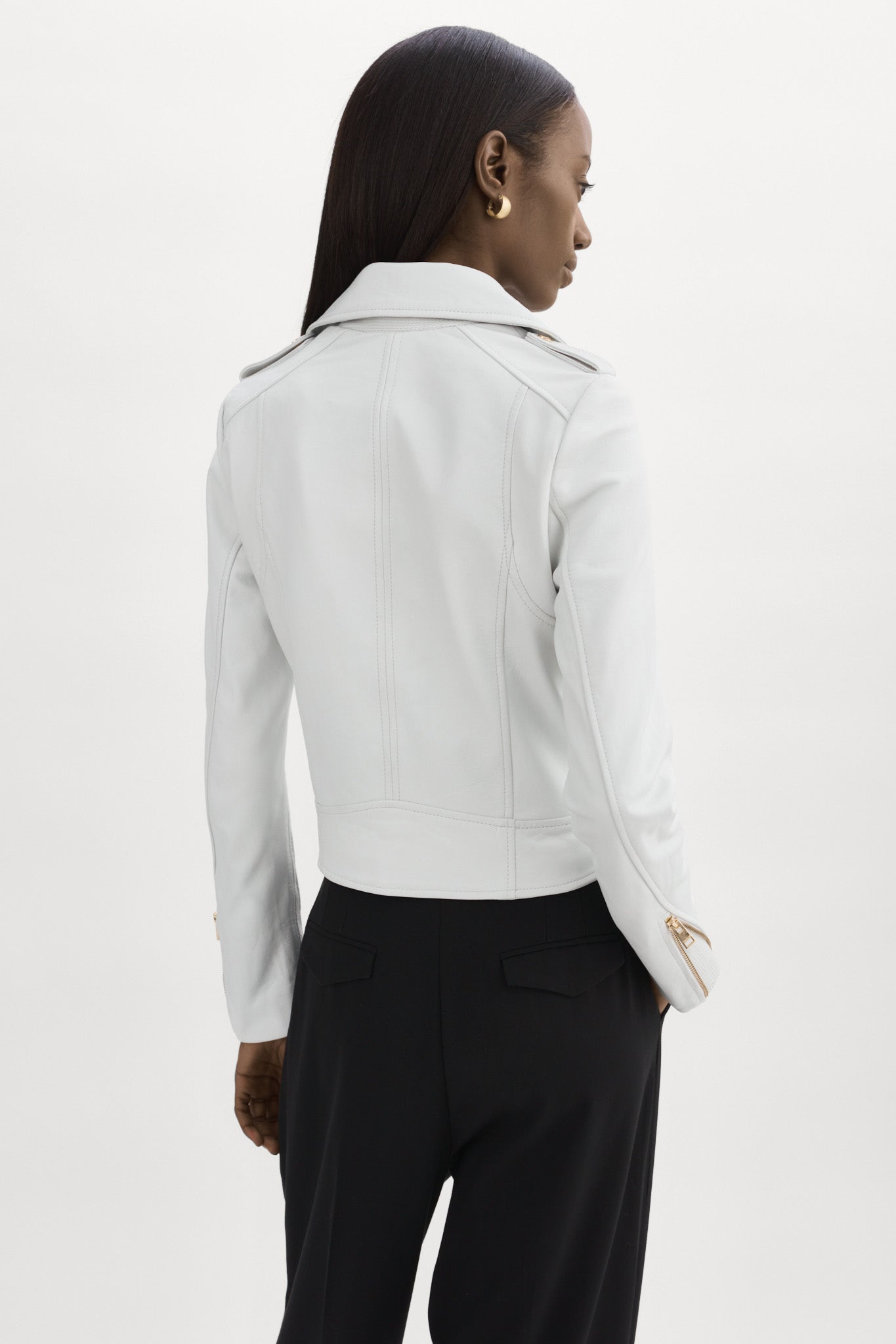 DONNA OR Veste moto signature en cuir Blanc XXS