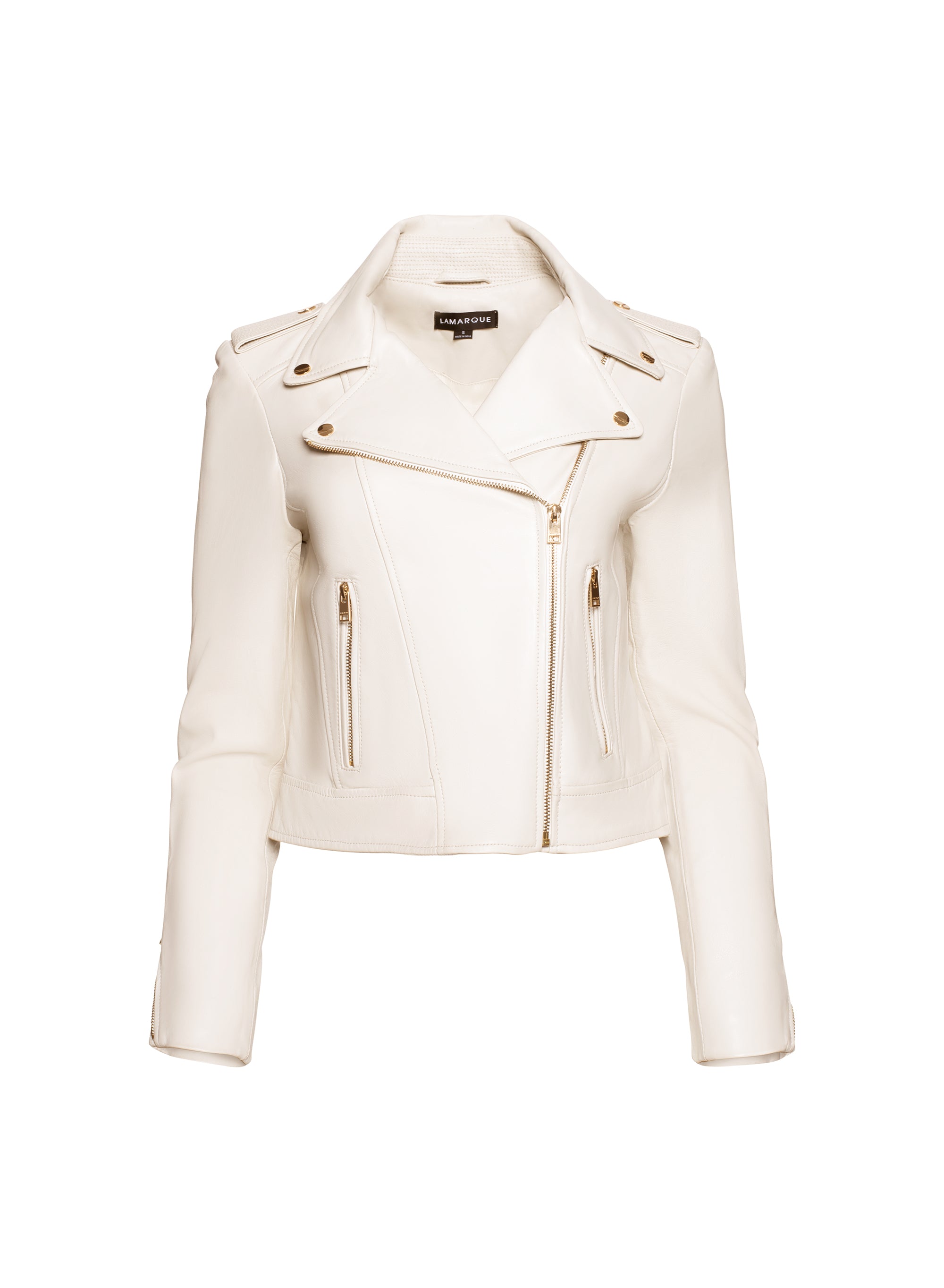 DONNA Pink Classic Leather Biker Jacket – LAMARQUE