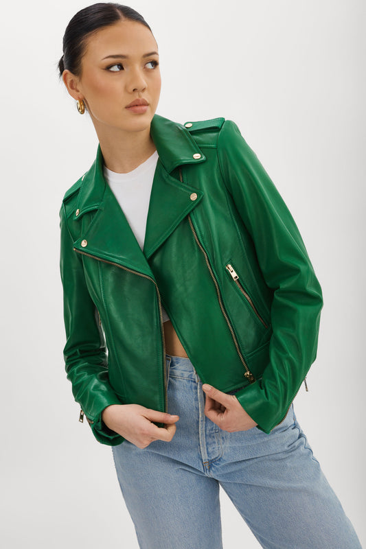 DONNA GOLD | Iconic Leather Biker Jacket