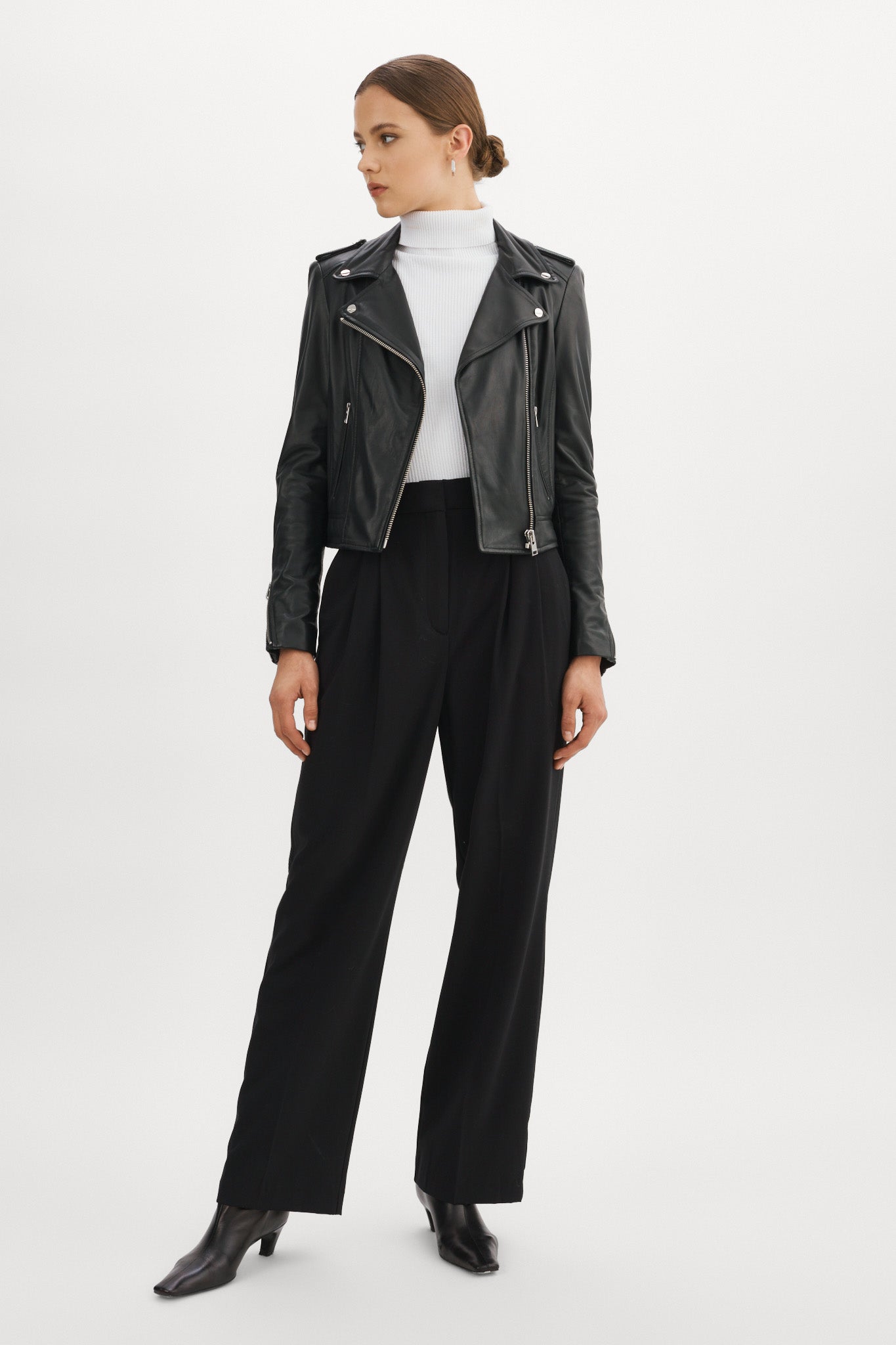 DONNA | Veste Moto Signature En Cuir Noir