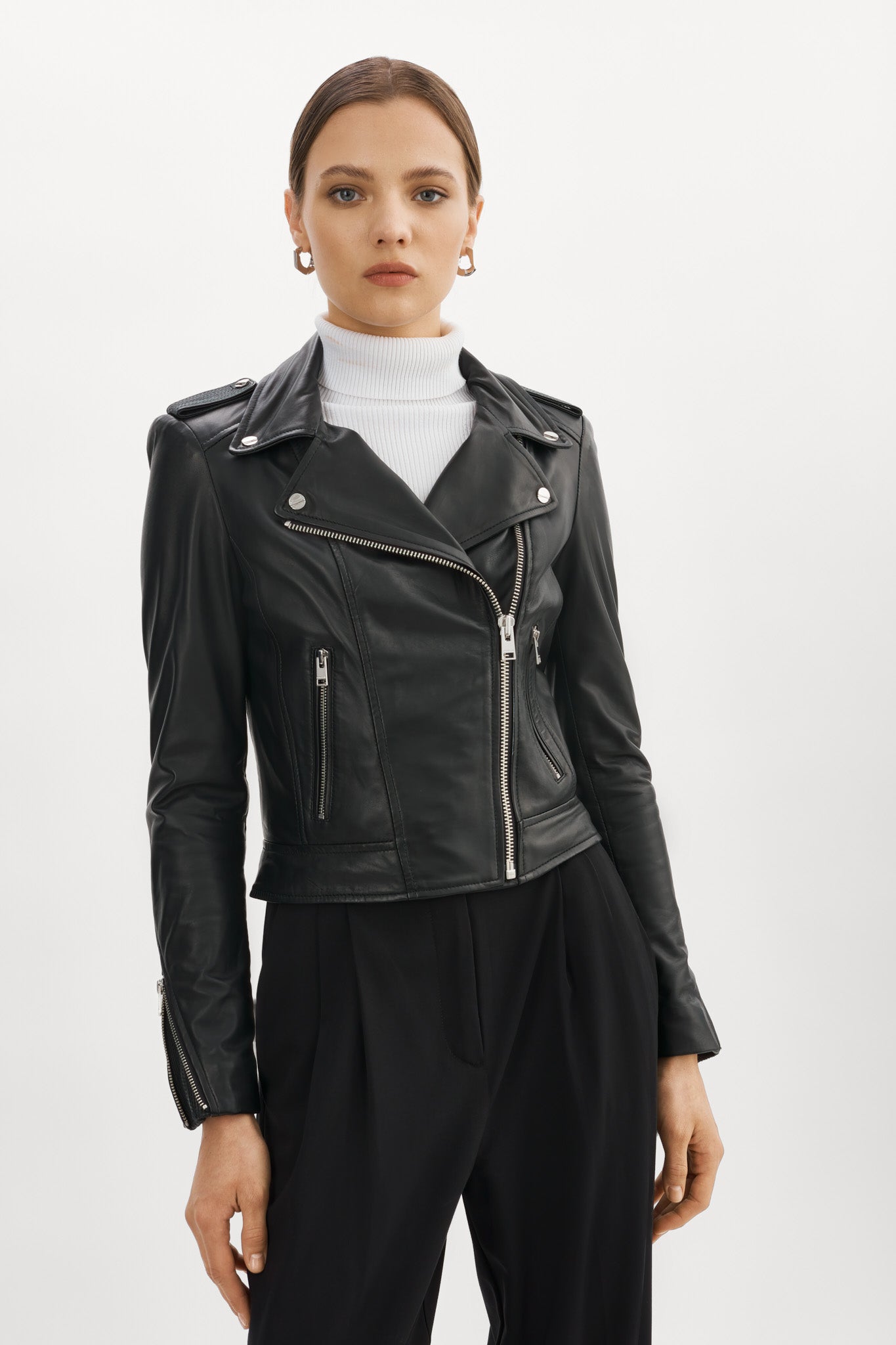 DONNA | Veste Moto Signature En Cuir Noir