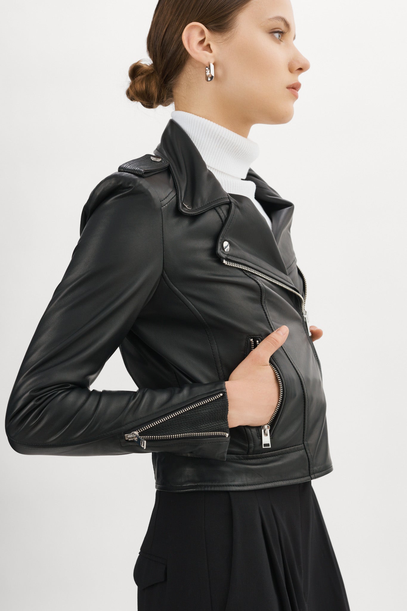 DONNA | Veste Moto Signature En Cuir Noir