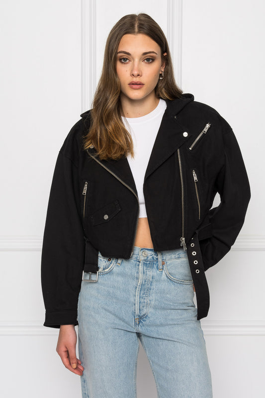 DYLAN French Terry Hooded Biker Jacket