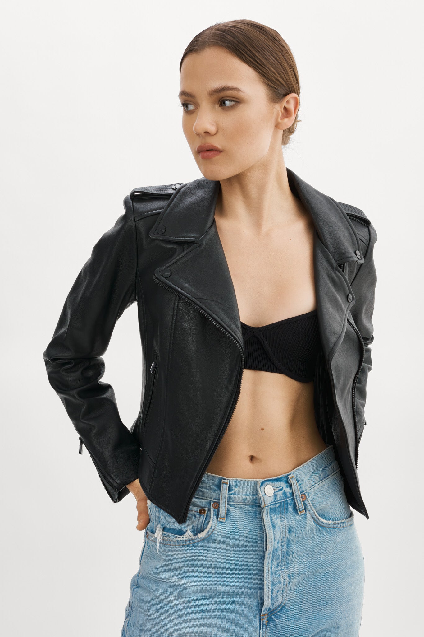 DONNA | Iconic Leather Jacket Black Hardwarre